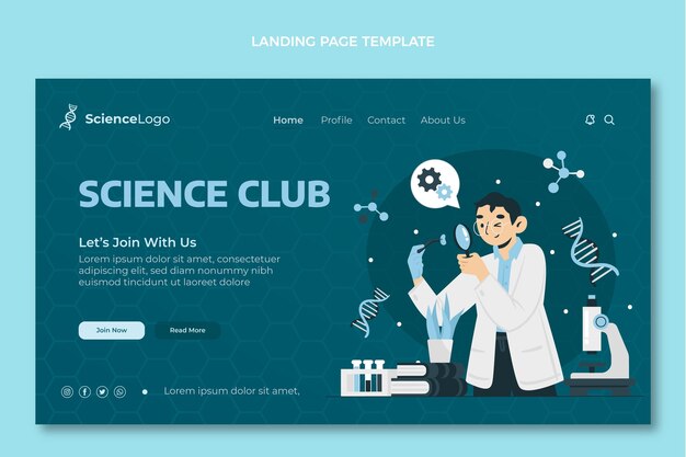 Flat science landing page