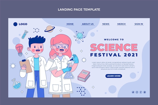Free vector flat science landing page