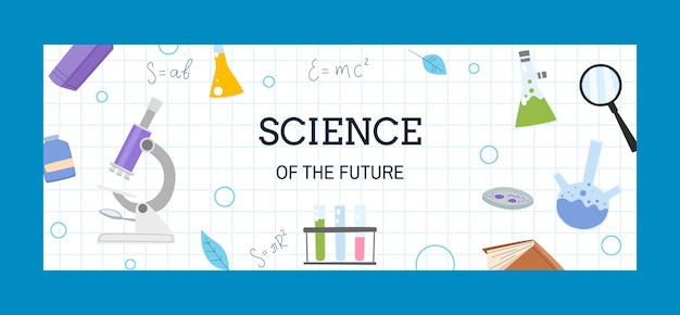 Free vector flat science social media cover template