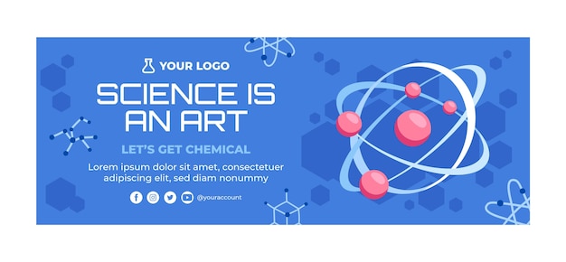 Free vector flat science social media cover template