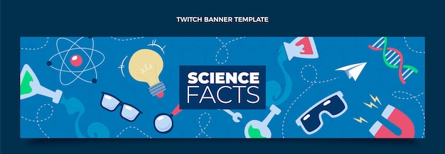 Free vector flat science twitch banner