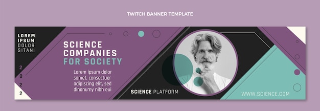 Free vector flat science twitch banner