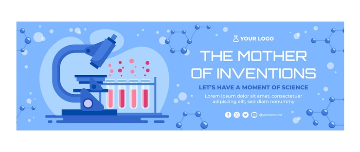 Free Vector flat science twitter header template