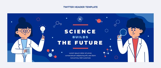 Free vector flat science twitter header