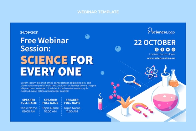 Modello di webinar scientifico piatto flat