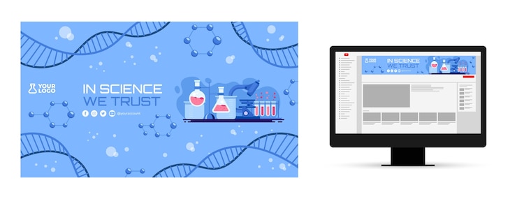 Free Vector flat science youtube channel art