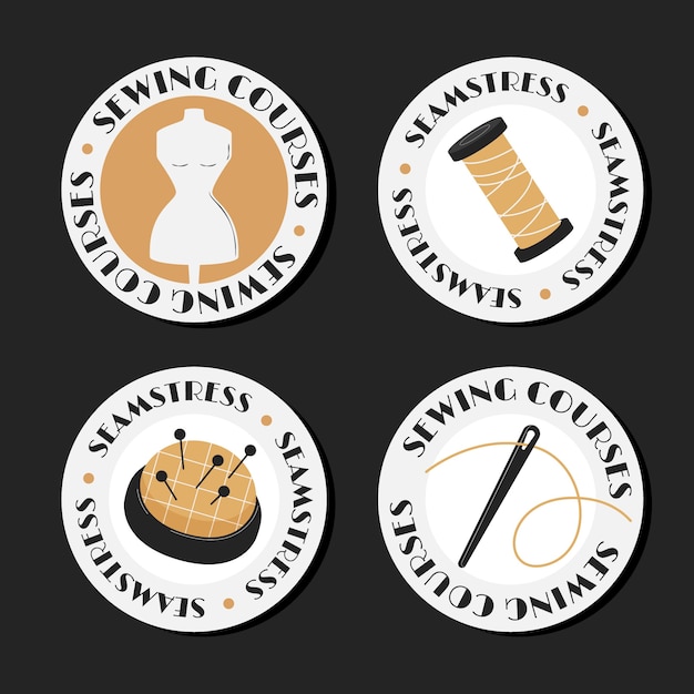 Free vector flat seamstress badges collection