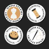 Free vector flat seamstress badges collection