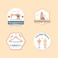 Free vector flat seamstress badges collection