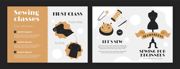 Flat seamstress brochure template