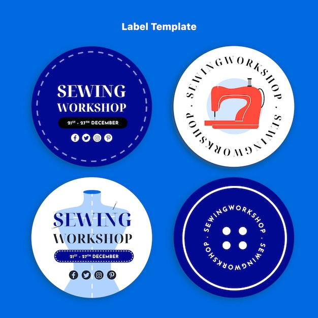 Free vector flat seamstress labels collection