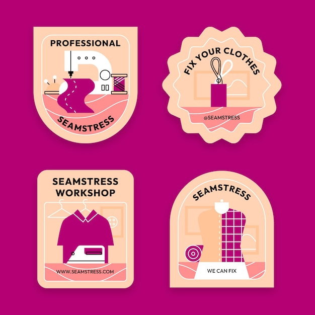 Free vector flat seamstress labels collection