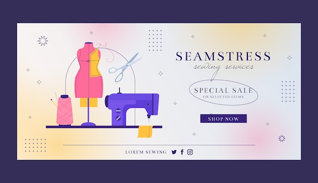 Free vector flat seamstress sale background