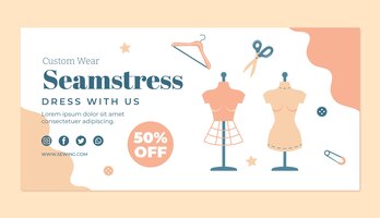 Free vector flat seamstress sale background