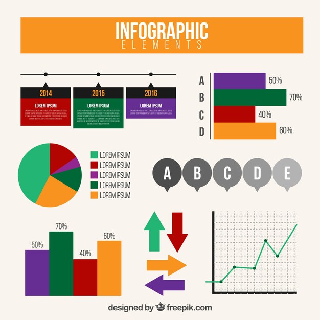 Free vector flat selection of colored infographic items