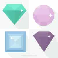 Free vector flat selection of four gemstones