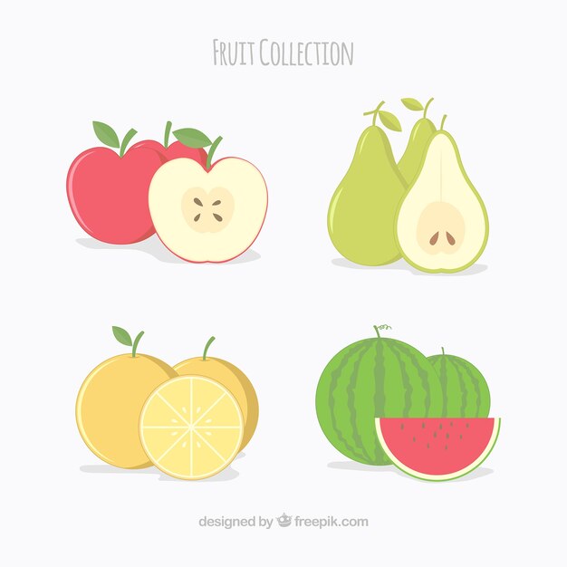 Flat selection of four tasty fruits