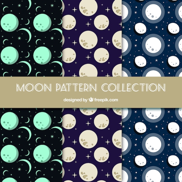 Free vector flat selection of moon patterns
