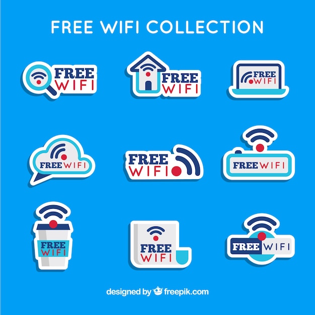 Free vector flat selection of wifi stickers