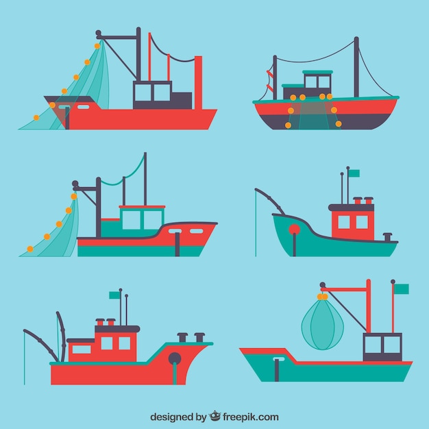 Flat selection with variety of fishing boats