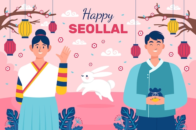 Free vector flat seollal background