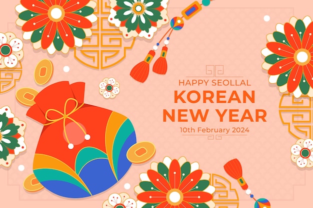 Free vector flat seollal background