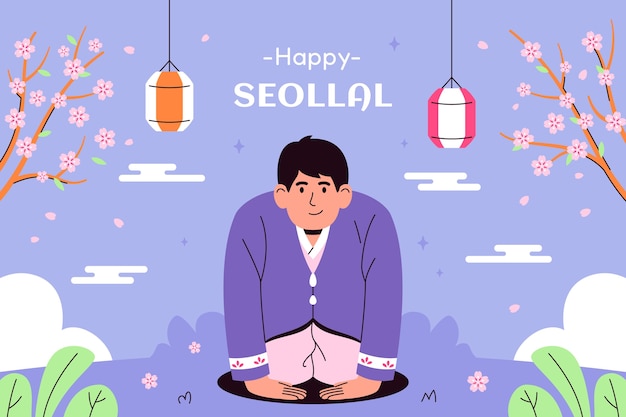 Free vector flat seollal design background