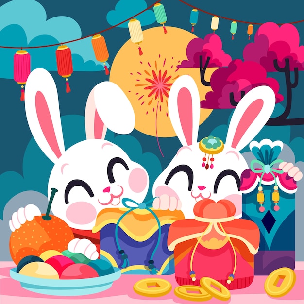 Free vector flat seollal festival illustration