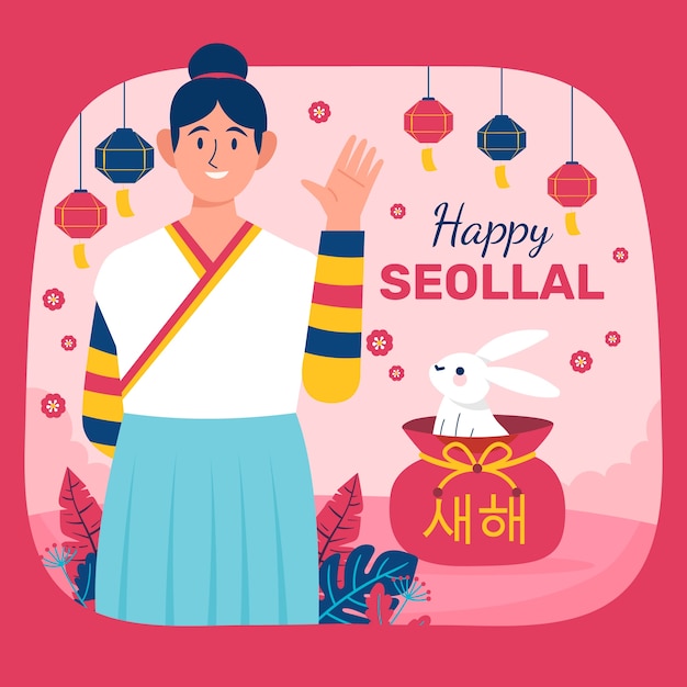 Free vector flat seollal illustration