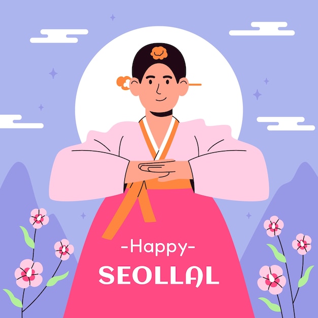 Free vector flat seollal illustration