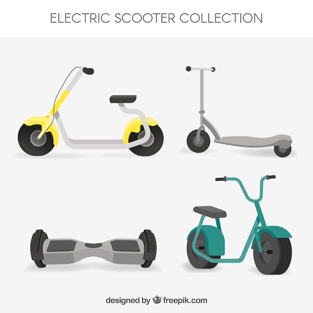 Free vector flat set of electric scooters