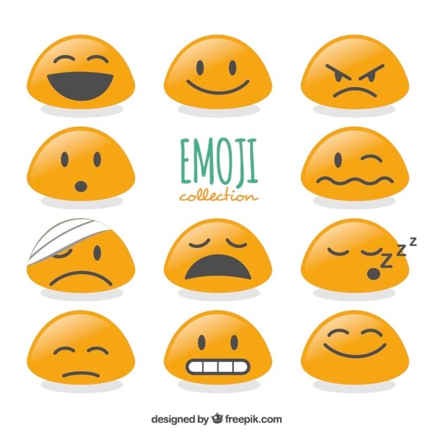 Vettore gratuito set piatto di emoticon con forma astratta