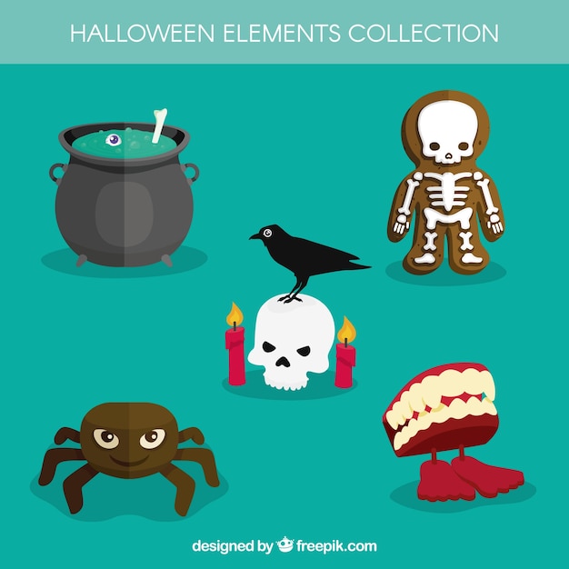 Free vector flat set of halloween elements