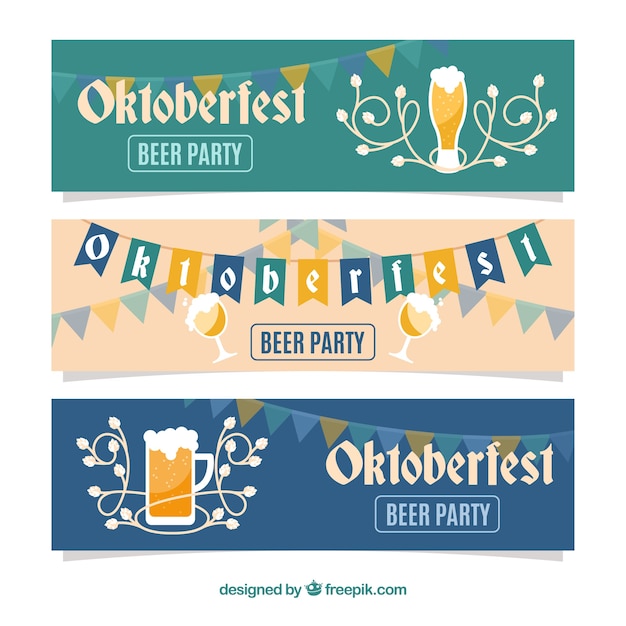 Vettore gratuito set flat di banner di oktoberfest