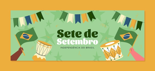 Flat sete de setembro social media cover template