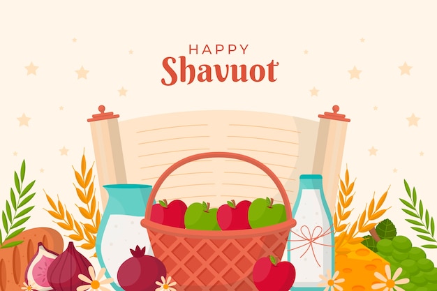 Vettore gratuito sfondo piatto shavuot
