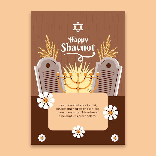 Free vector flat shavuot greeting card template