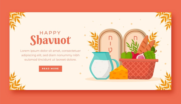 Flat shavuot horizontal banner template