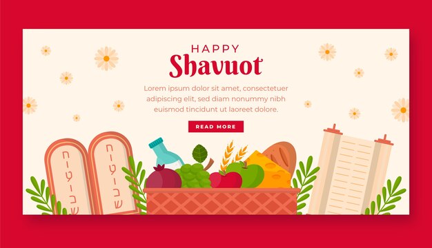 Flat shavuot horizontal banner template