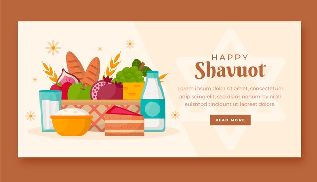 Flat shavuot horizontal banner template