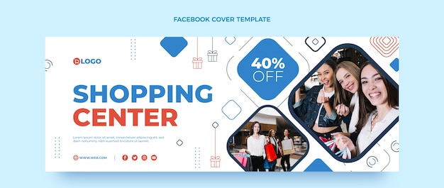 Flat shopping center social media cover template