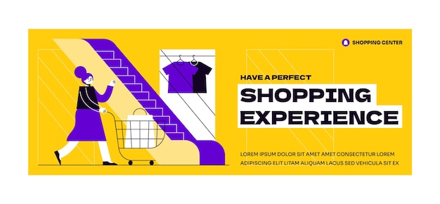 Flat shopping center social media cover template