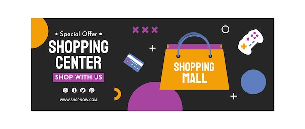 Free vector flat shopping center social media cover template