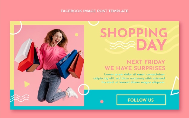 Free vector flat shopping center social media post template