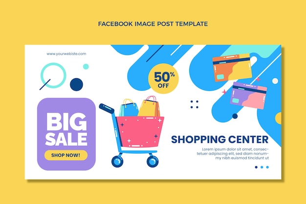 Flat shopping center social media post template