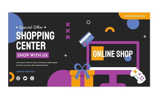 Free vector flat shopping center social media promo template