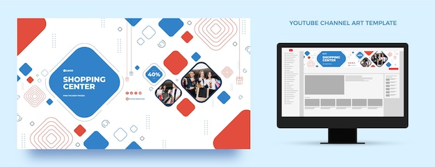 無料ベクター フラットショッピングセンターのyoutubeチャンネルアート