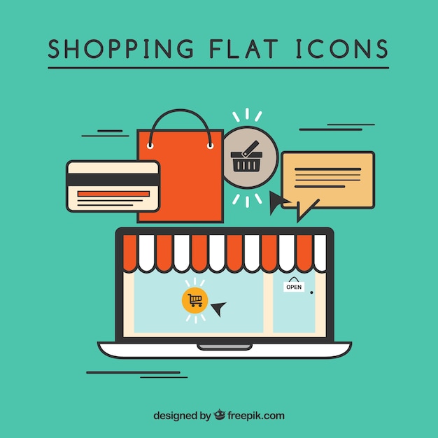 Free vector flat shopping icons