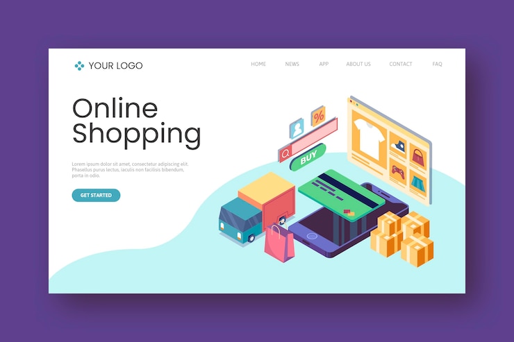 Free Vector flat shopping online landing page