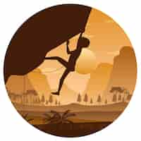 Free vector flat silhouette rock climbing in nature background